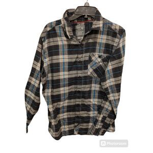 Mountain Hardwear Shirt Mens Medium Button Front Long Sleeve Plaid Blue‎ White